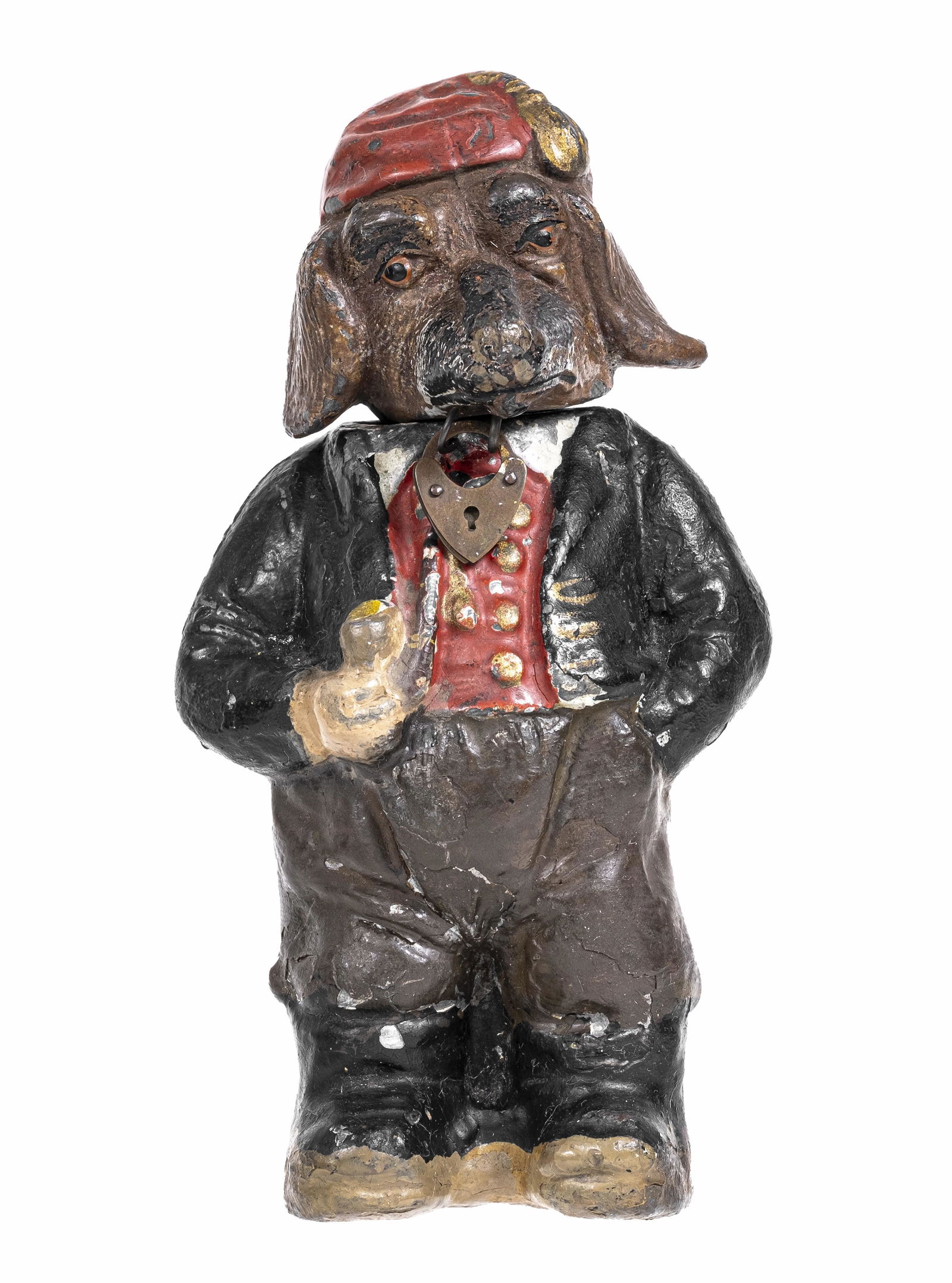 Dressed Dog Wearing Fez and Smoking His Long Pipe - Spelter Bank (1 of 4)