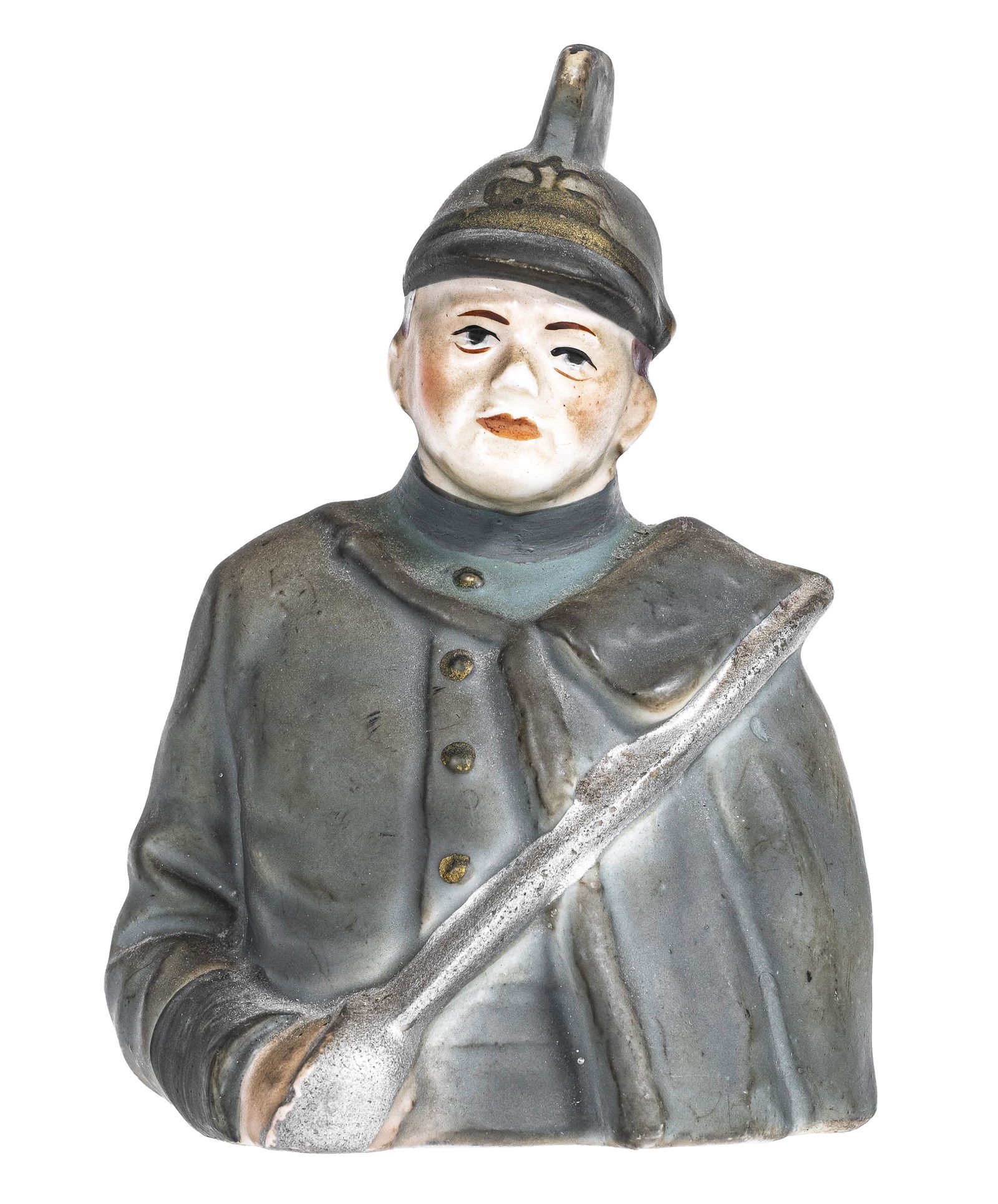 Rare Bisque Soldier with Sword Bank: Germany - Circa Early 1900's.