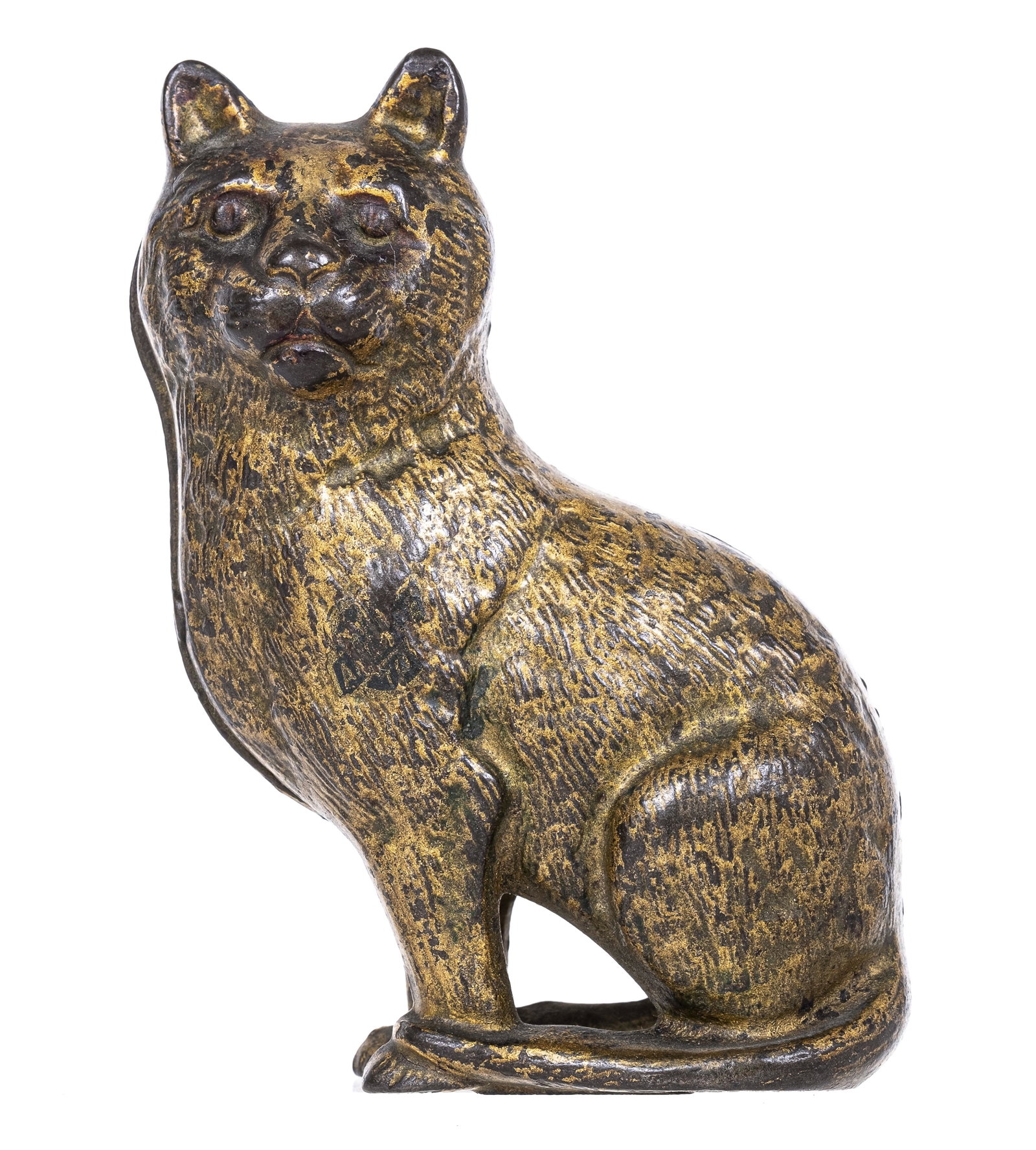 Seated Cat with Fine Lines - Cast Iron Still Bank: Made by A. C. Williams Company. Ravenna, Ohio - Circa Mid 1910's.