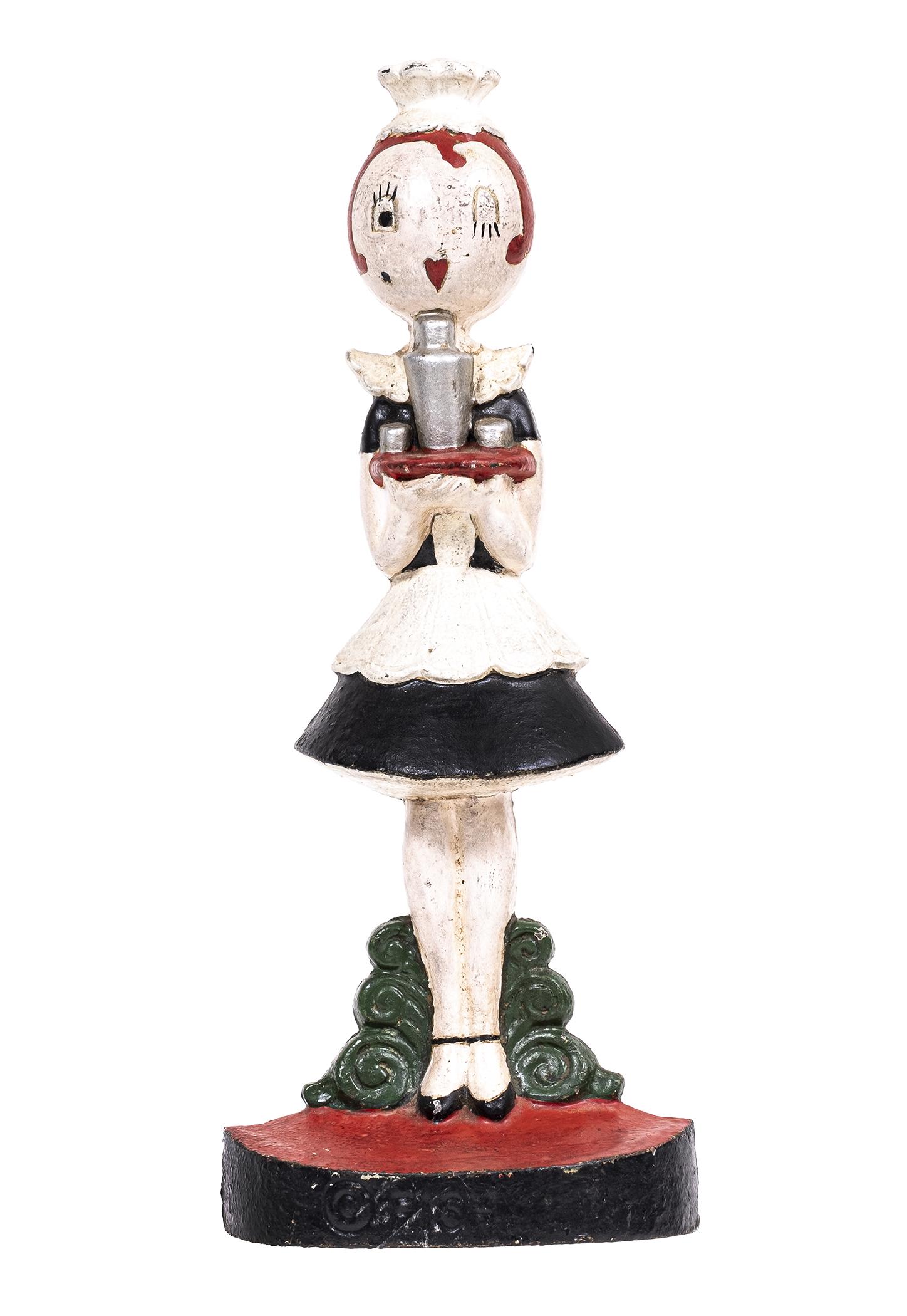 Parlor Maid - Cast Iron Doorstop: Designed by Fish. Made by Hubley Mfg. Company. Lancaster, Pa. - 1930 - 9 1/4" Tall.