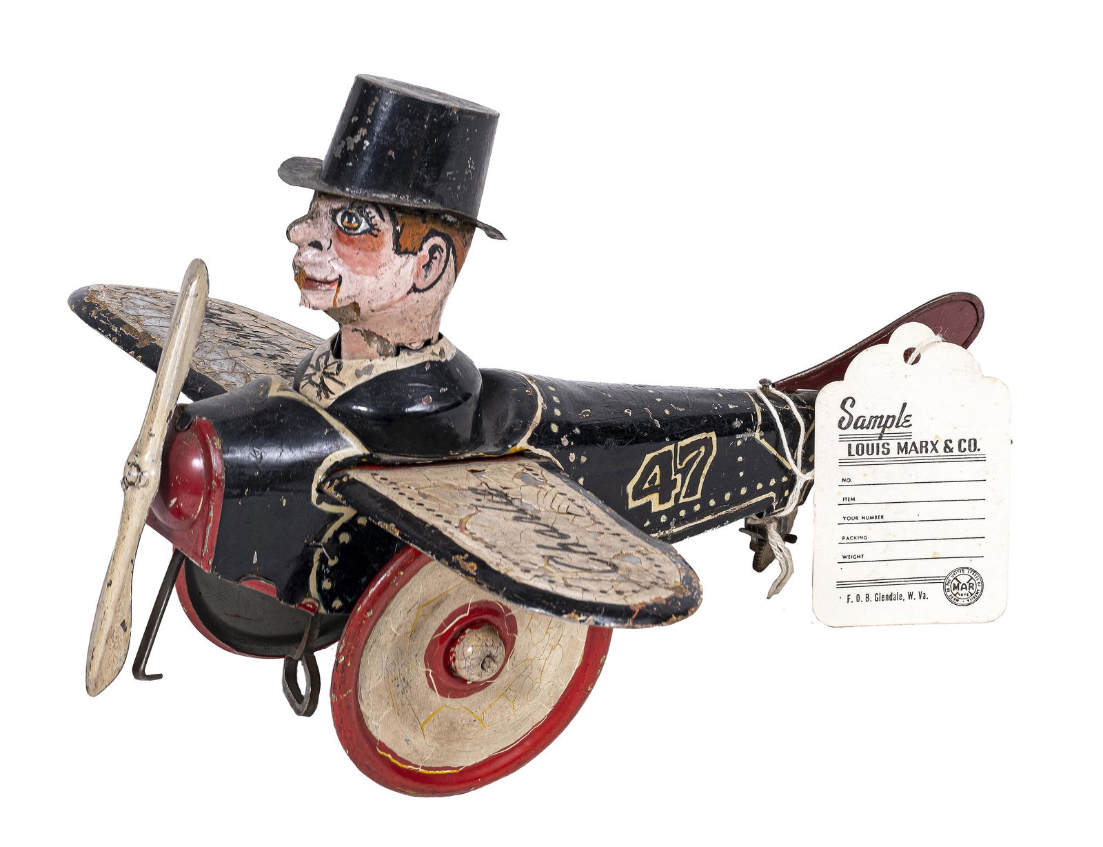 Charlie McCarthy Prototype #47 Airplane - Windup Tin Toy (1 of 5)