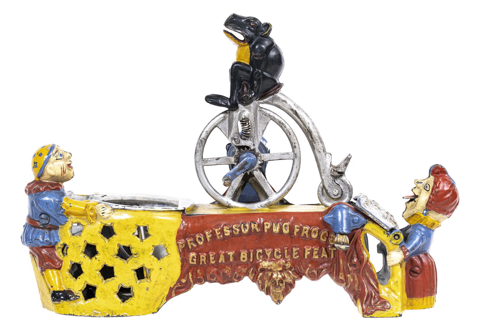 Professor Pug Frog's Great Bicycle Feat - Cast Iron Mechanical Bank (1 of 6)
