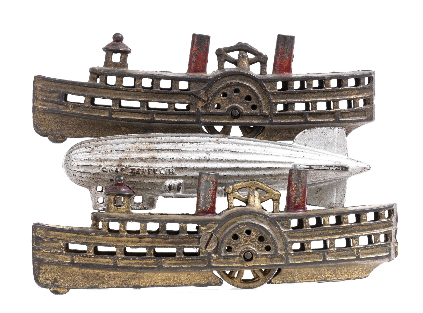 Two Riverboats & Zeppelin Iron Banks: American - 1910 to 1930's.