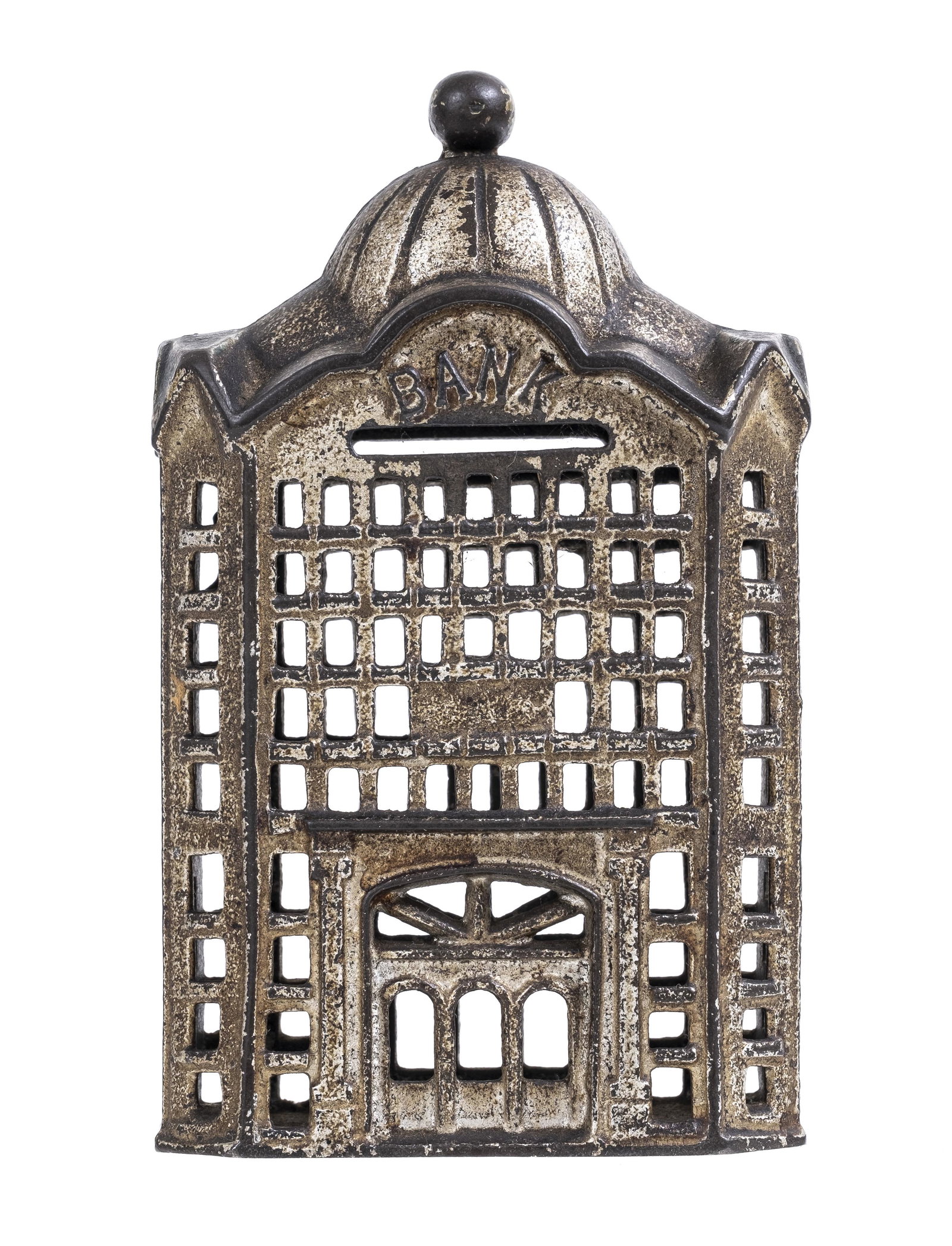 Tall Domed Iron Bank: Probably A. C. Williams. Ravenna, OH - 1915 - 5 3/8" Tall.