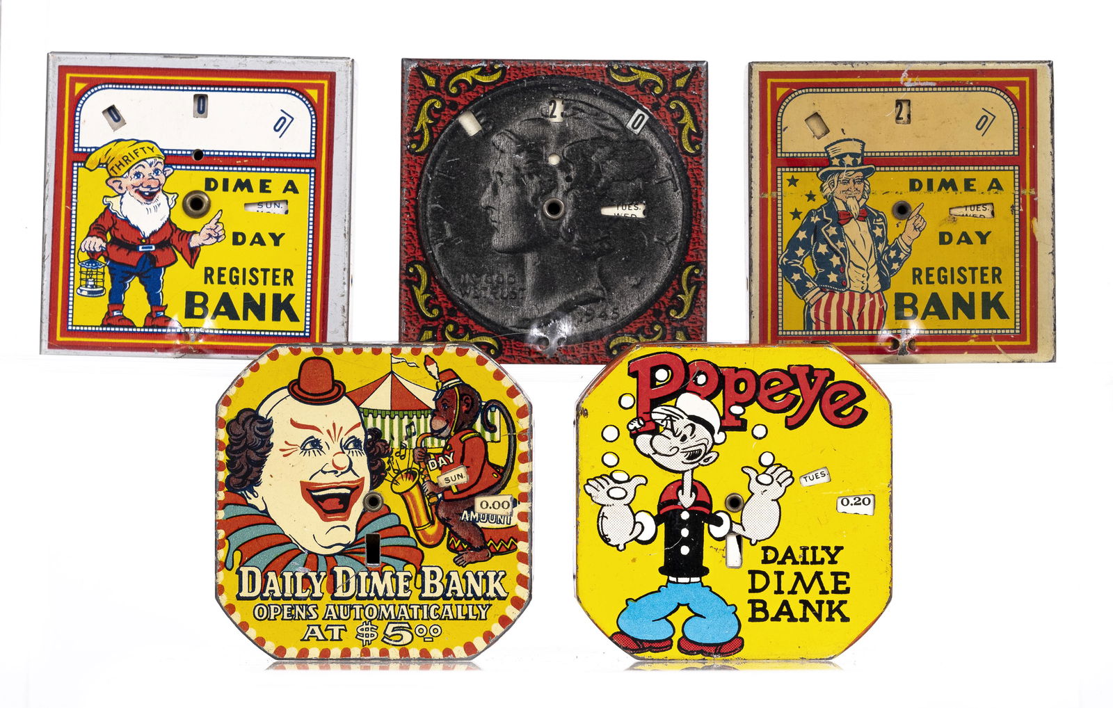 Five Dime Register Banks (1 of 2)