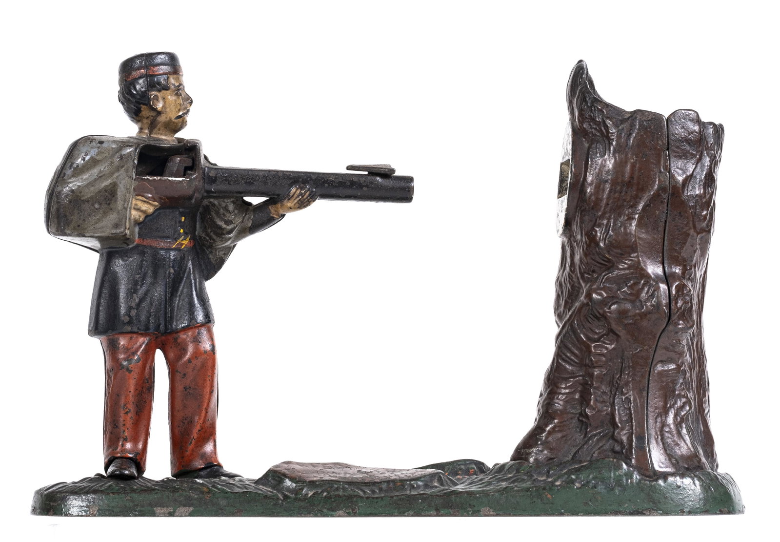 Creedmoor Cast Iron Mechanical bank: Made by the J. & E. Stevens Company. Cromwell, Connecticut - Circa 1880's.