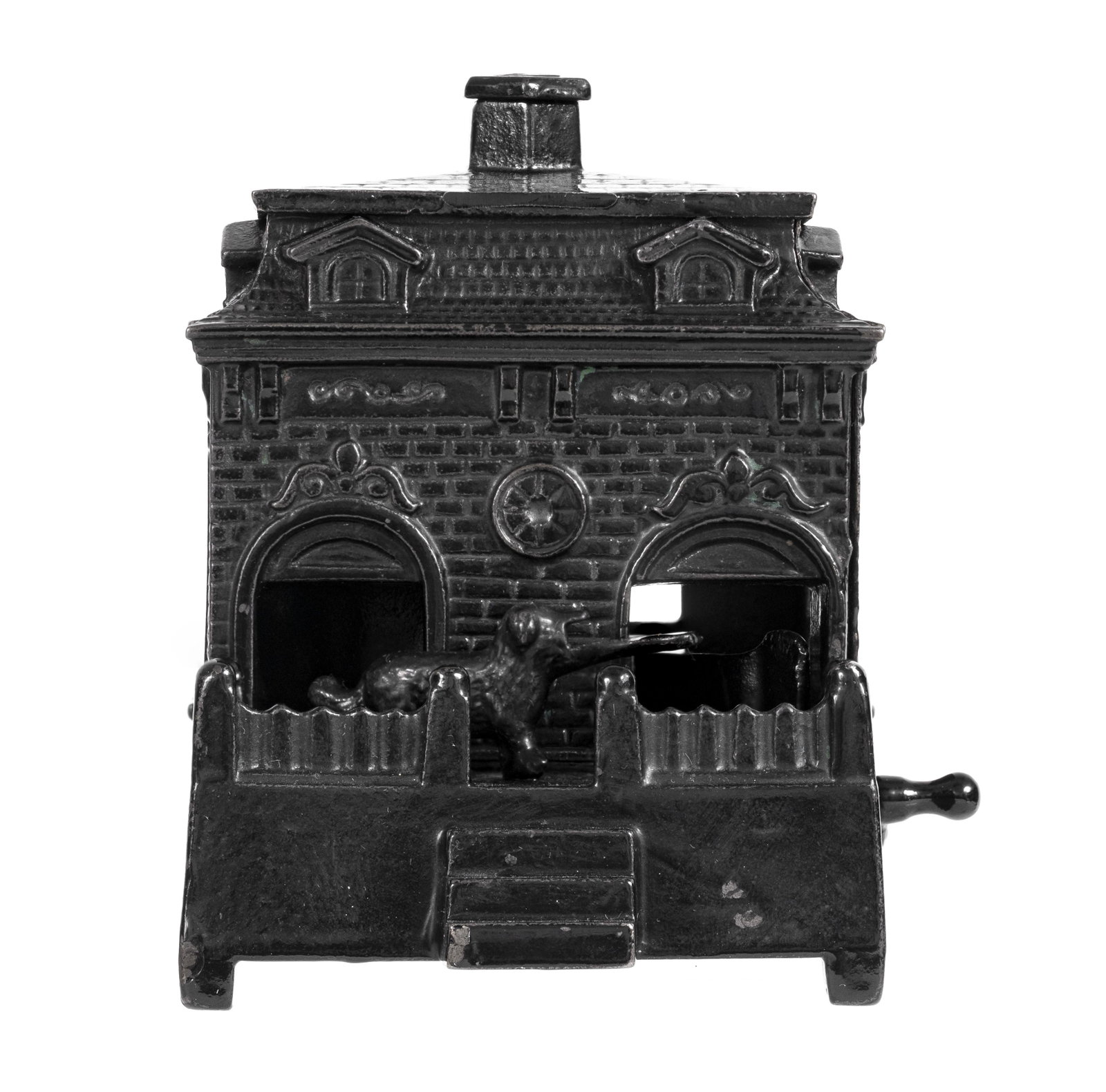 Dog on Turntable - Cast Iron Bank: Made by H. L. Judd Mfg. Company. Wallingford, Connecticut - 1890's.