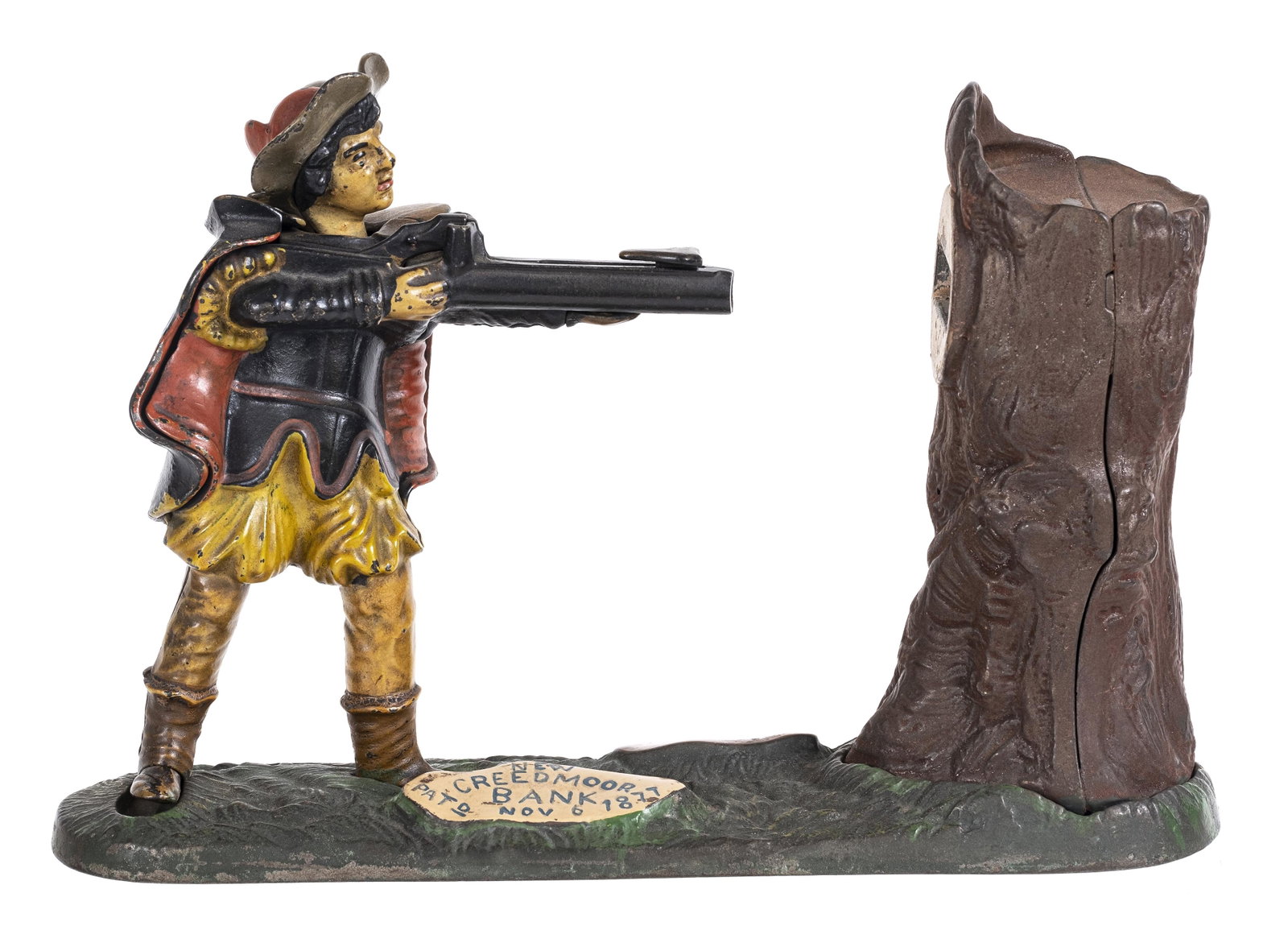 New Creedmoor Iron Bank: J. & E. Stevens Company. Cromwell, CT - 1890. Tiny amount of repaint on the base where the words "New Creedmoor" are.