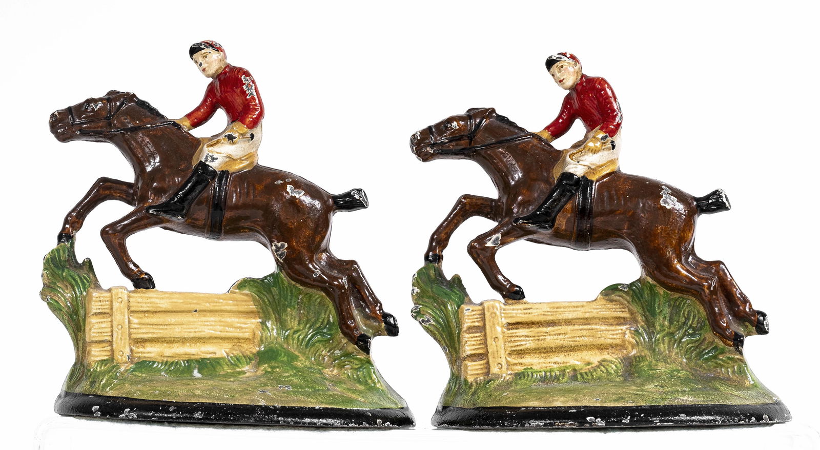 Equestrian Cast Iron Bookends: Hubley Mfg. Company. Lancaster, PA - 1930 / 1940's - 5" Tall.