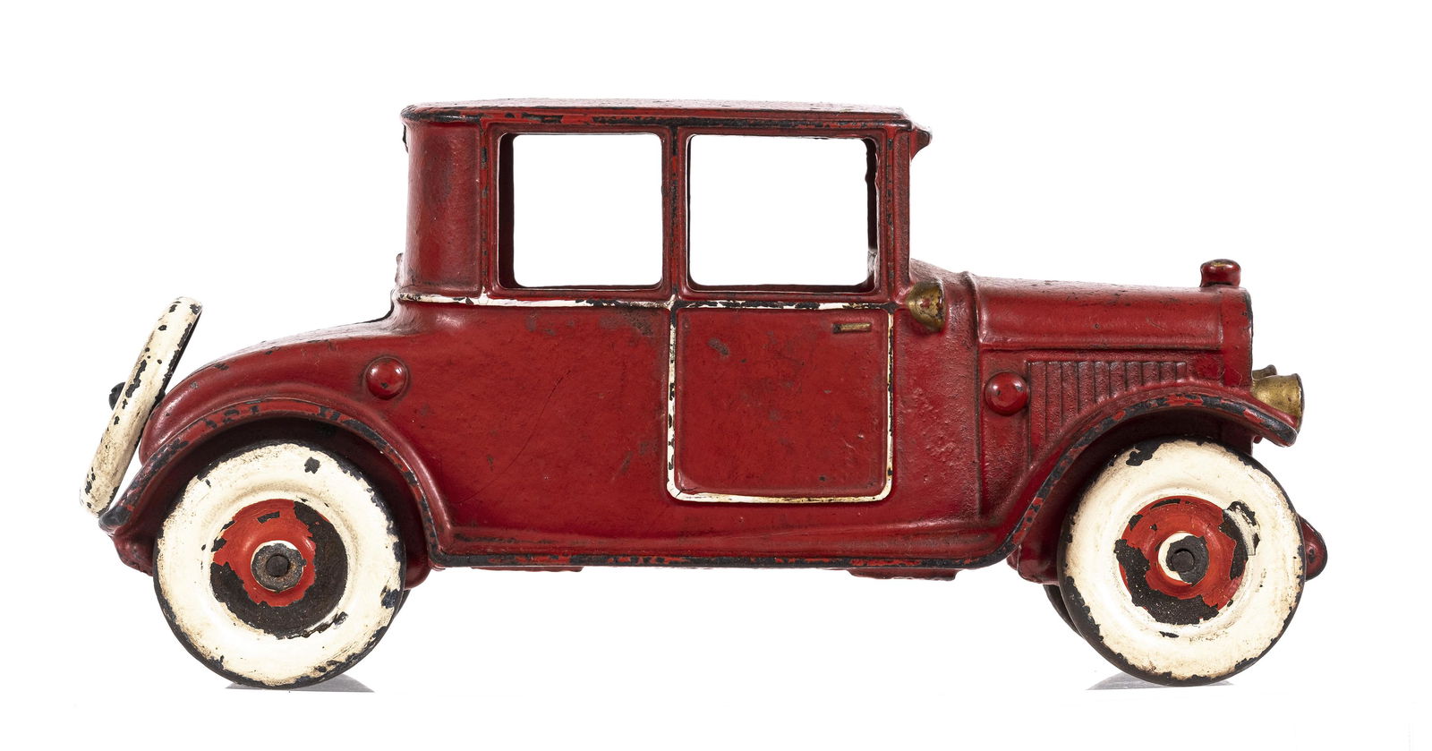 Scarce Red & Gold Dodge Coupe with Spare Tire Mounted to Trunk - Cast Iron Toy (1 of 6)
