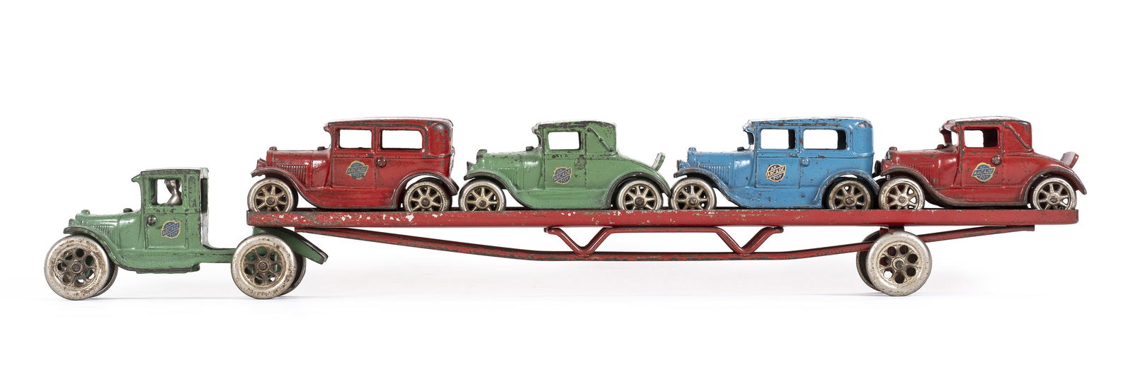 Scarce Car Carrier with Two Sedans and Two Coupes with Rumble Seats (1 of 8)