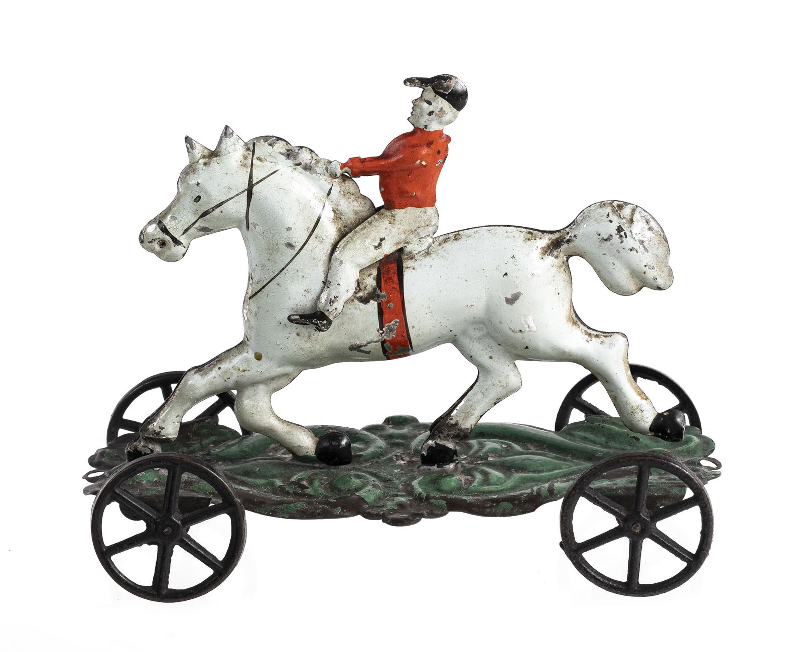 Horse & Jockey on Platform - American Tin Toy (1 of 2)
