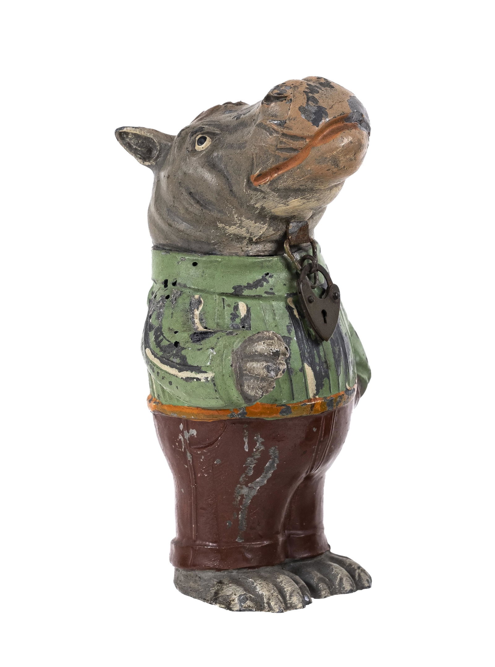 Hippo Dressed in a Striped Shirt - Spelter Bank (1 of 3)