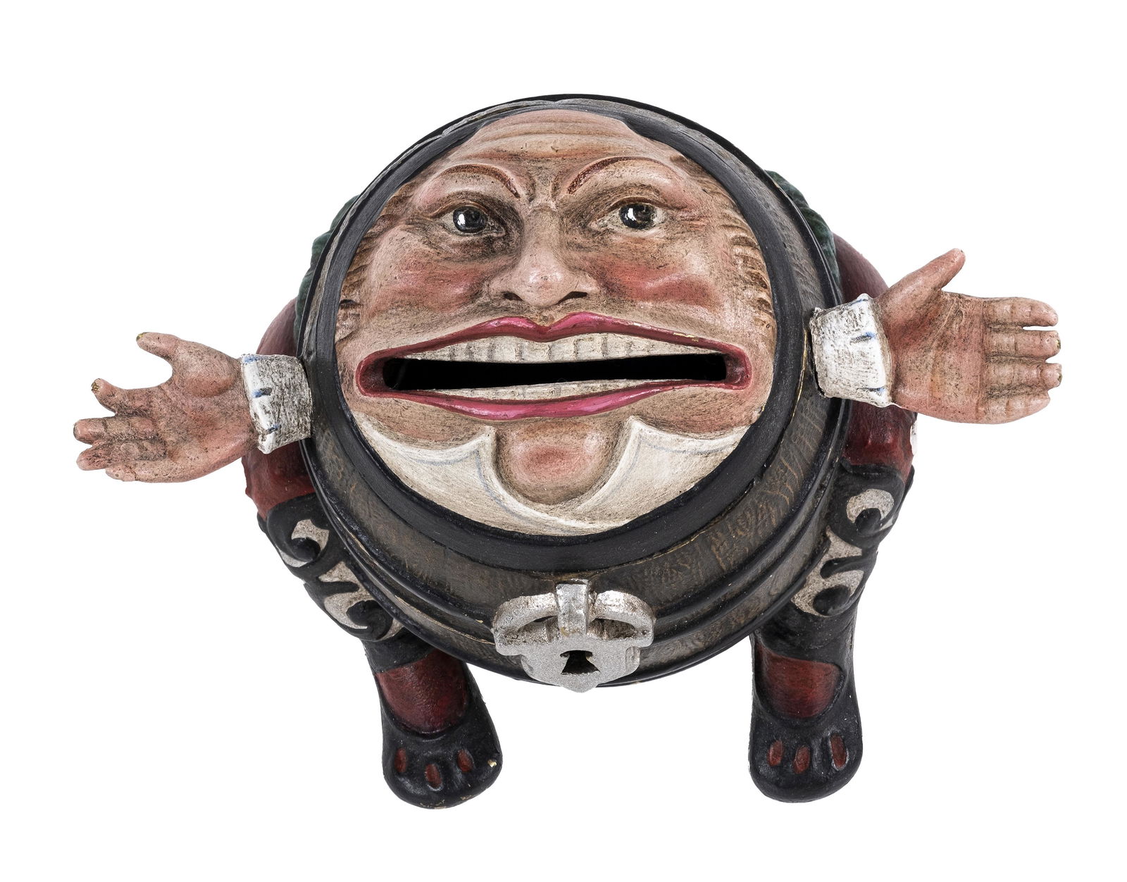 Rare Polychrome Man in Barrel - Brass Bank (1 of 4)