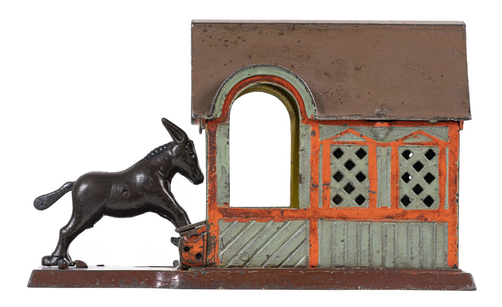 Mule Entering the Barn - Cast Iron Mechanical Bank (1 of 6)