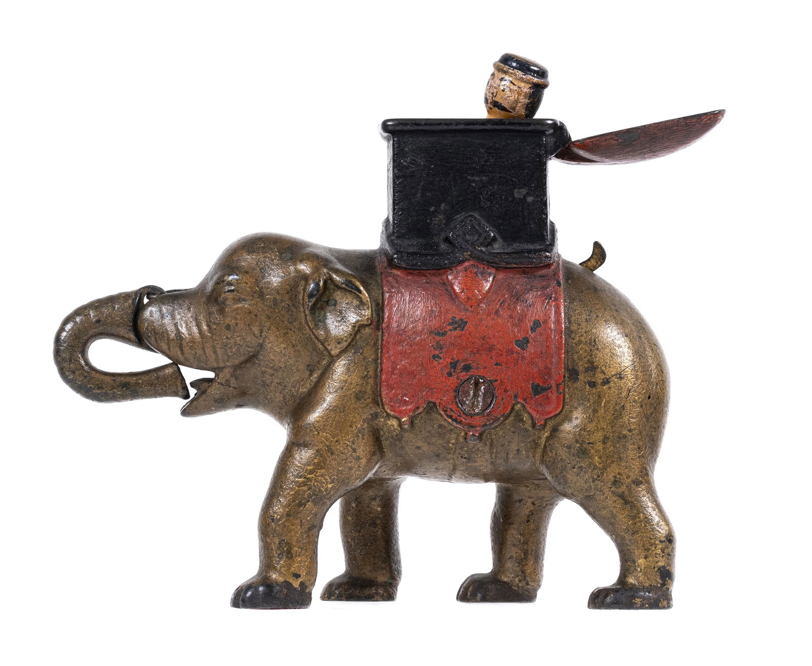 Elephant with Howdah - Man Pops Up - Cast Iron Mechanical Bank (1 of 4)