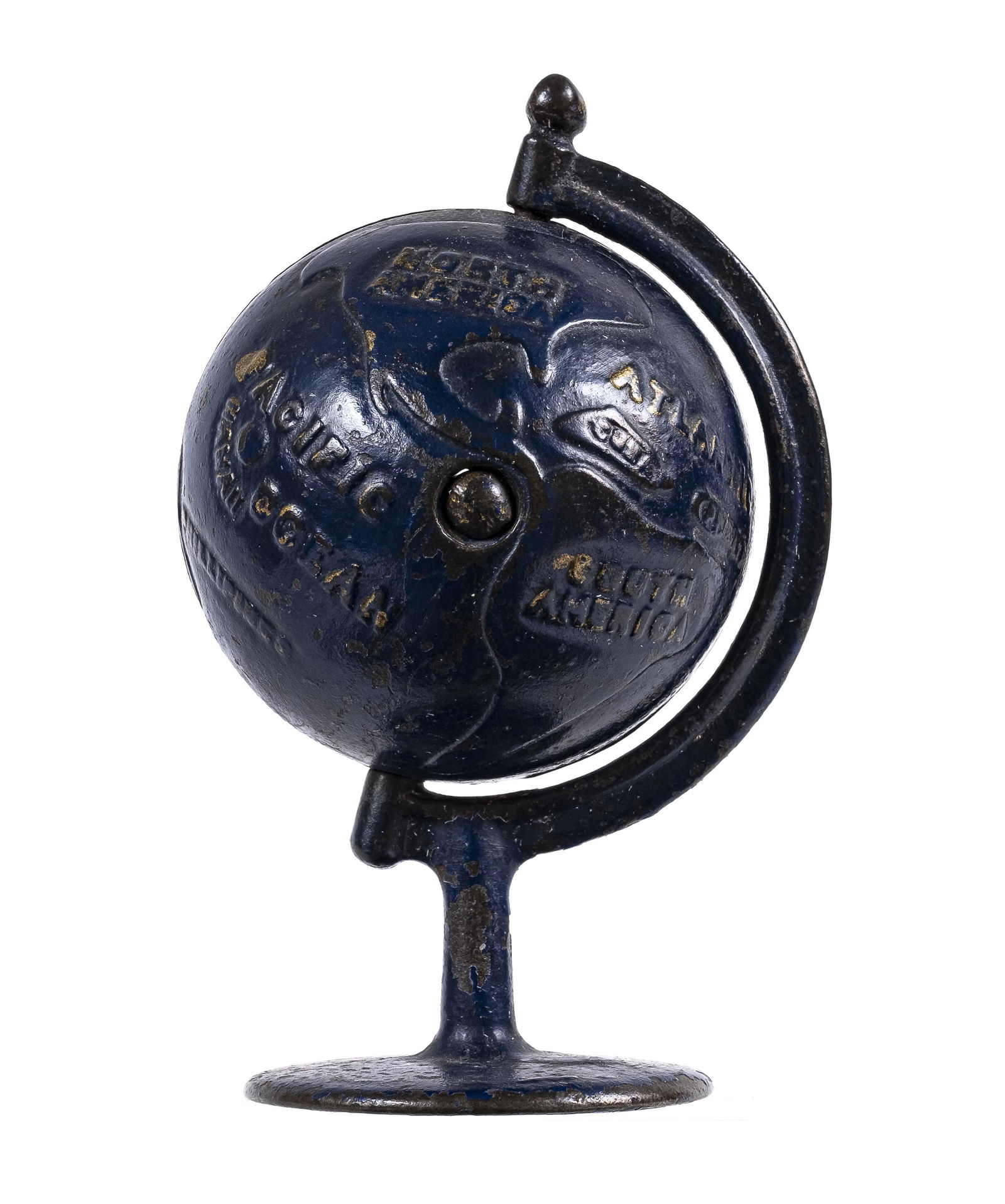 Blue Globe on Arc - Cast Iron Bank (1 of 2)
