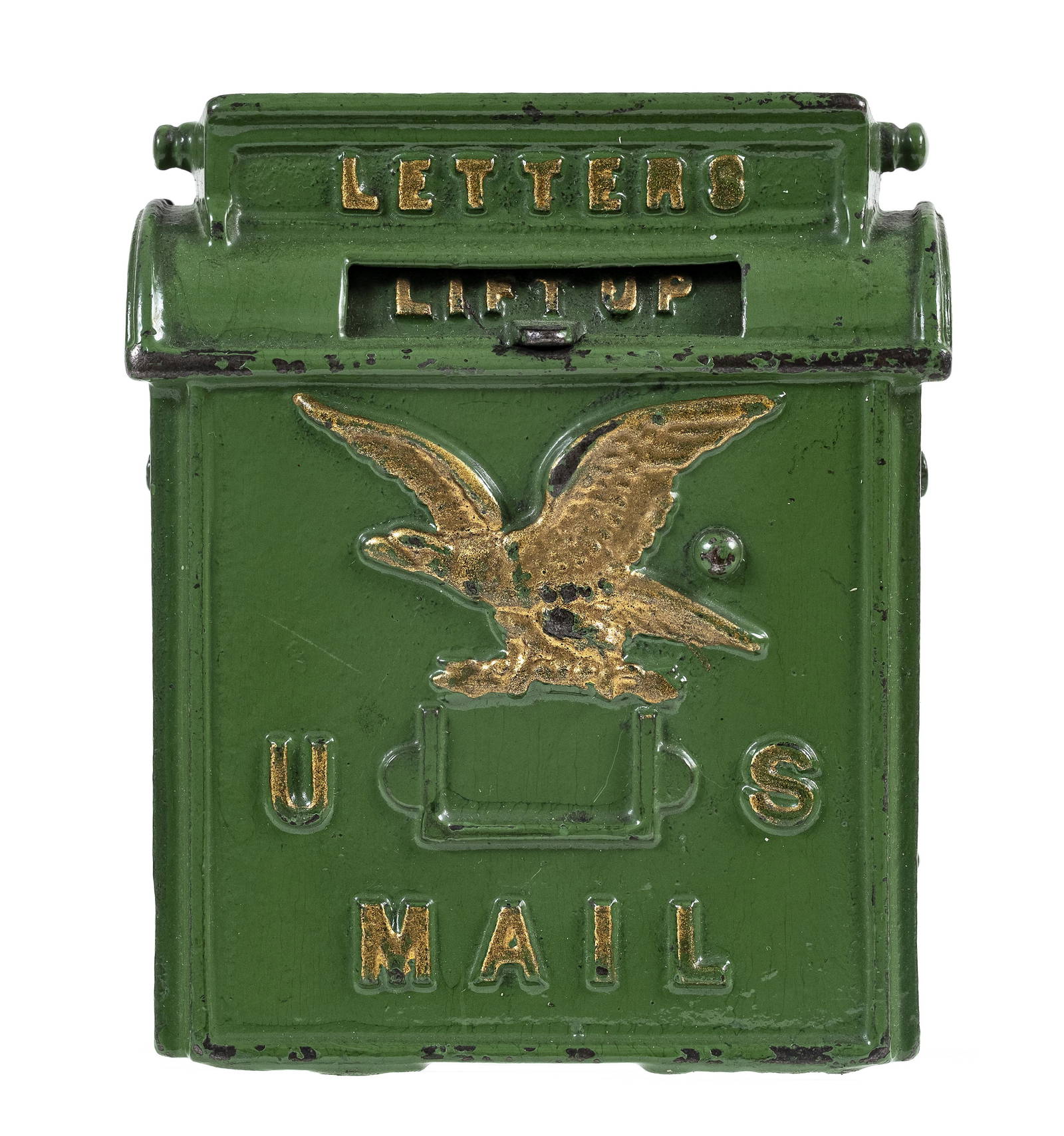 Green U. S. Mail With Eagle Cast Iron Bank Auction
