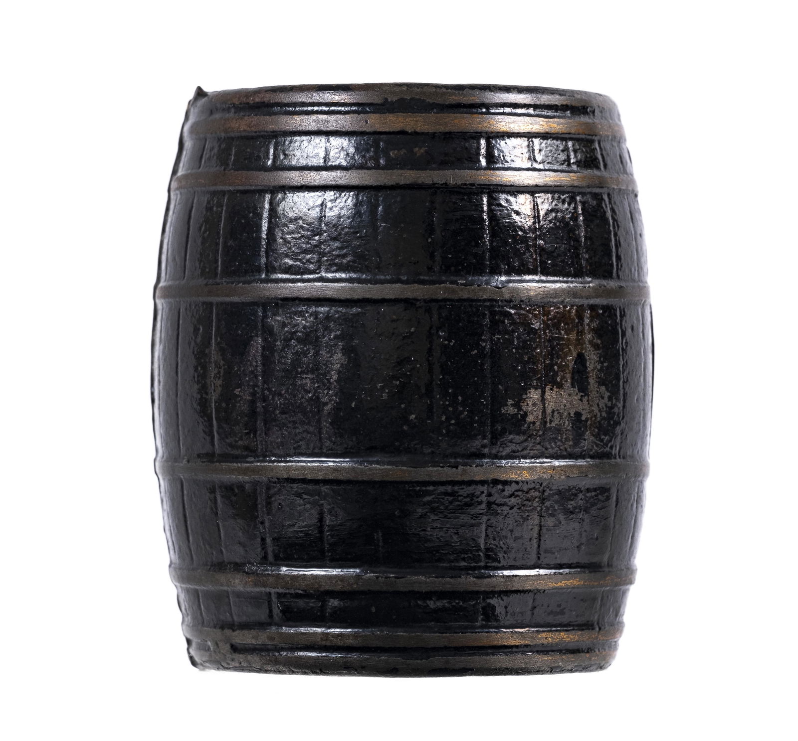 Ebony Black Barrel - Cast Iron Bank: Attributed to the Judd Company. Connecticut - Late 1870's - 2 3/4" T. Ex - Frank Kidd Collection.