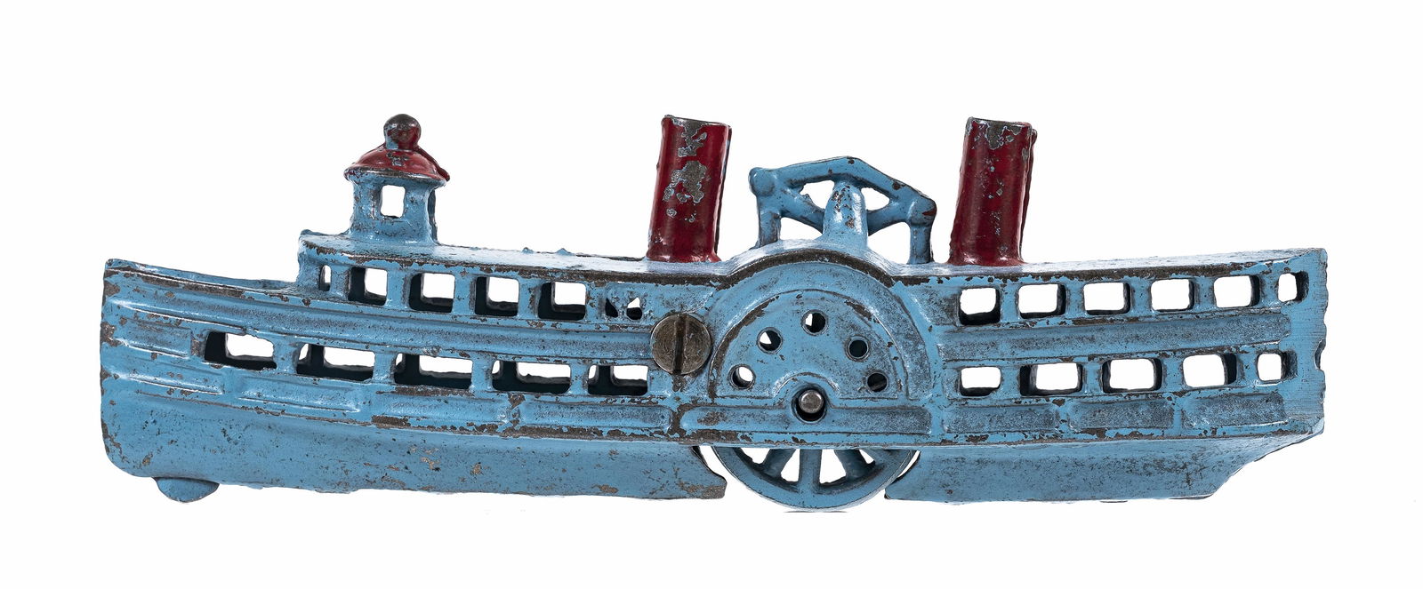 Blue & Red Steamboat - Cast Iron Still Bank (1 of 3)