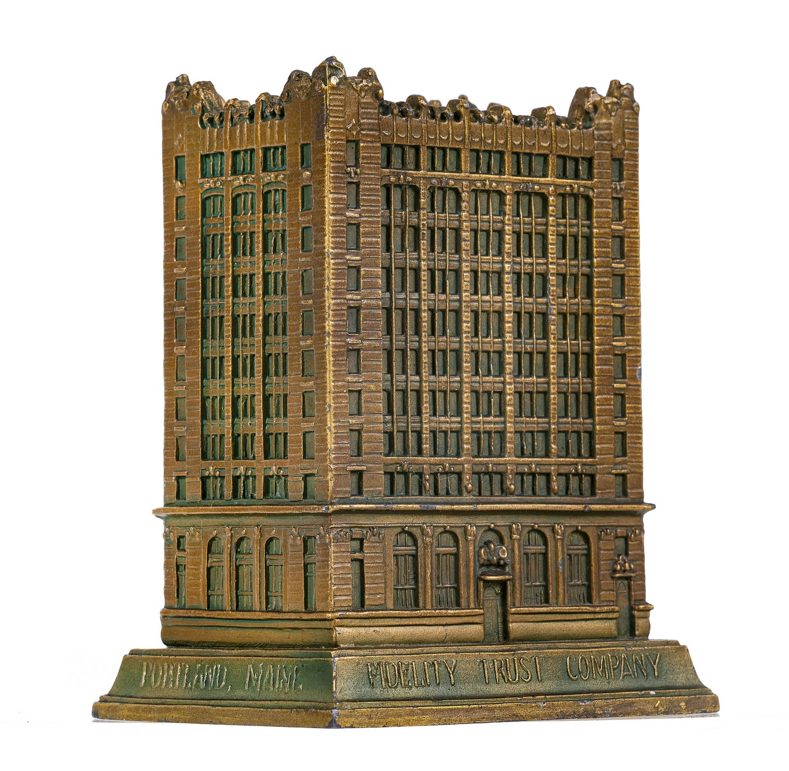 Fidelity Trust Company - Portland, Maine - Rare & Desirable Metallic Finish Lead Bank (1 of 6)