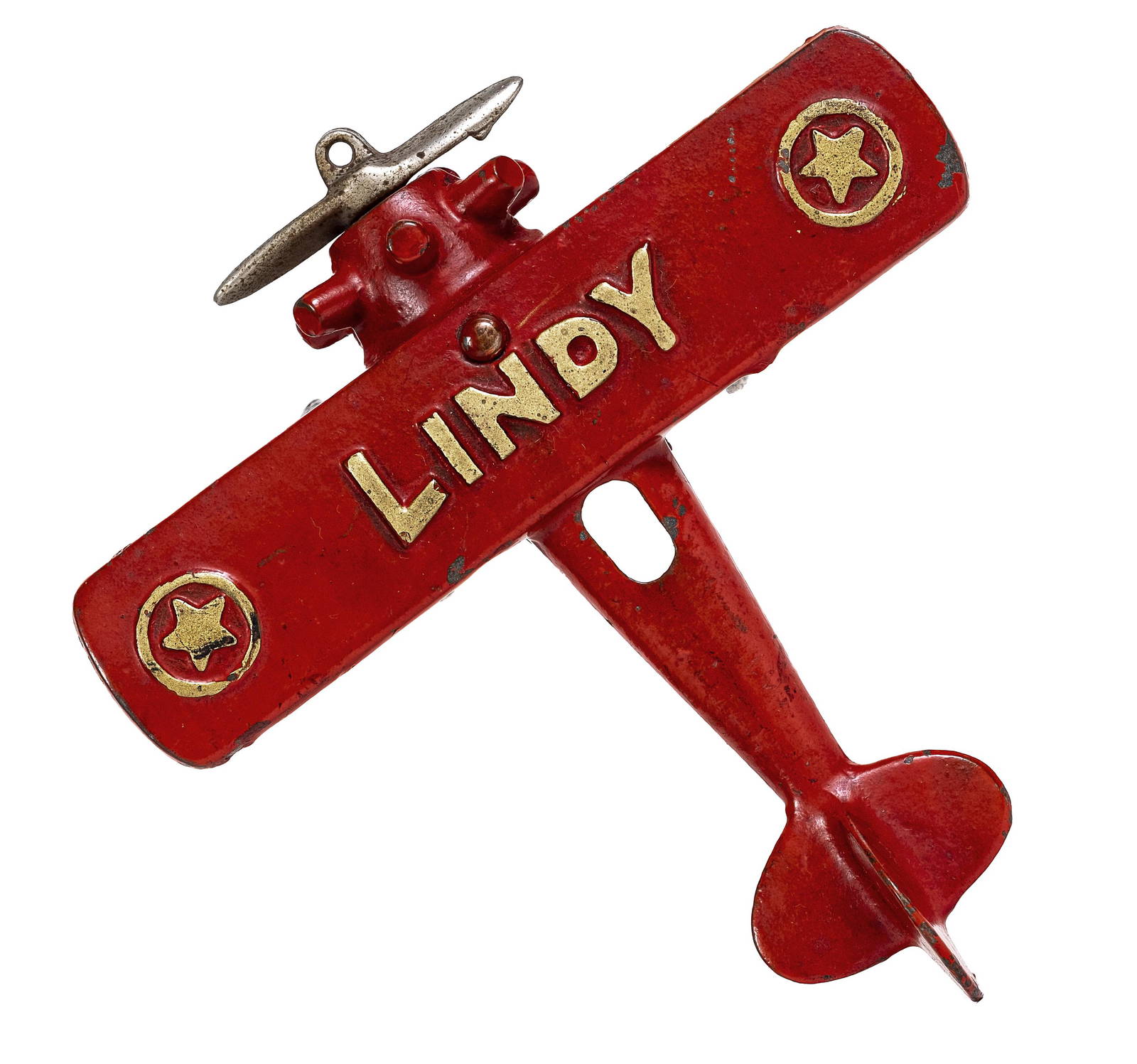 Red Lindy Airplane Cast Iron Toy Auction