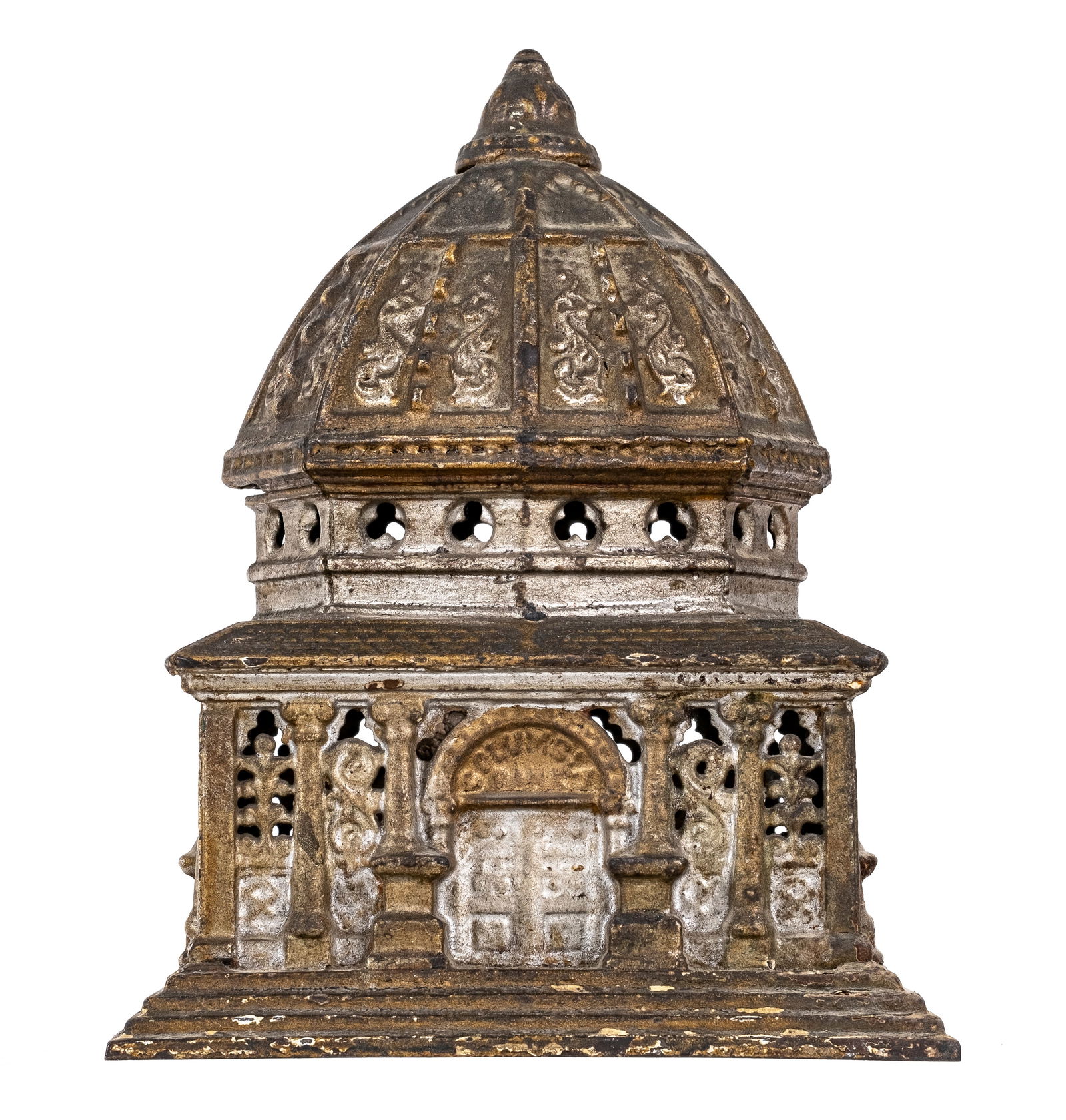 Columbian Administration - Cast Iron Still Bank: Made by Kenton Hardware Company. Kenton, Ohio - Circa 1890's. Made of Cast Iron. 8 3/4" Tall. From the William Werbell Collection.