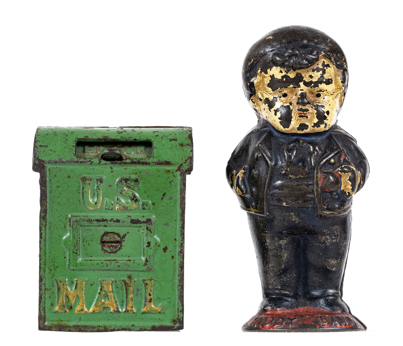 U. S. Mail & Middy - Cast Iron Still Banks (1 of 2)