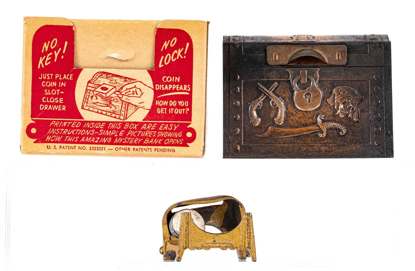 Pirate Chest Bank And Cast Iron Novelty Toy Auction