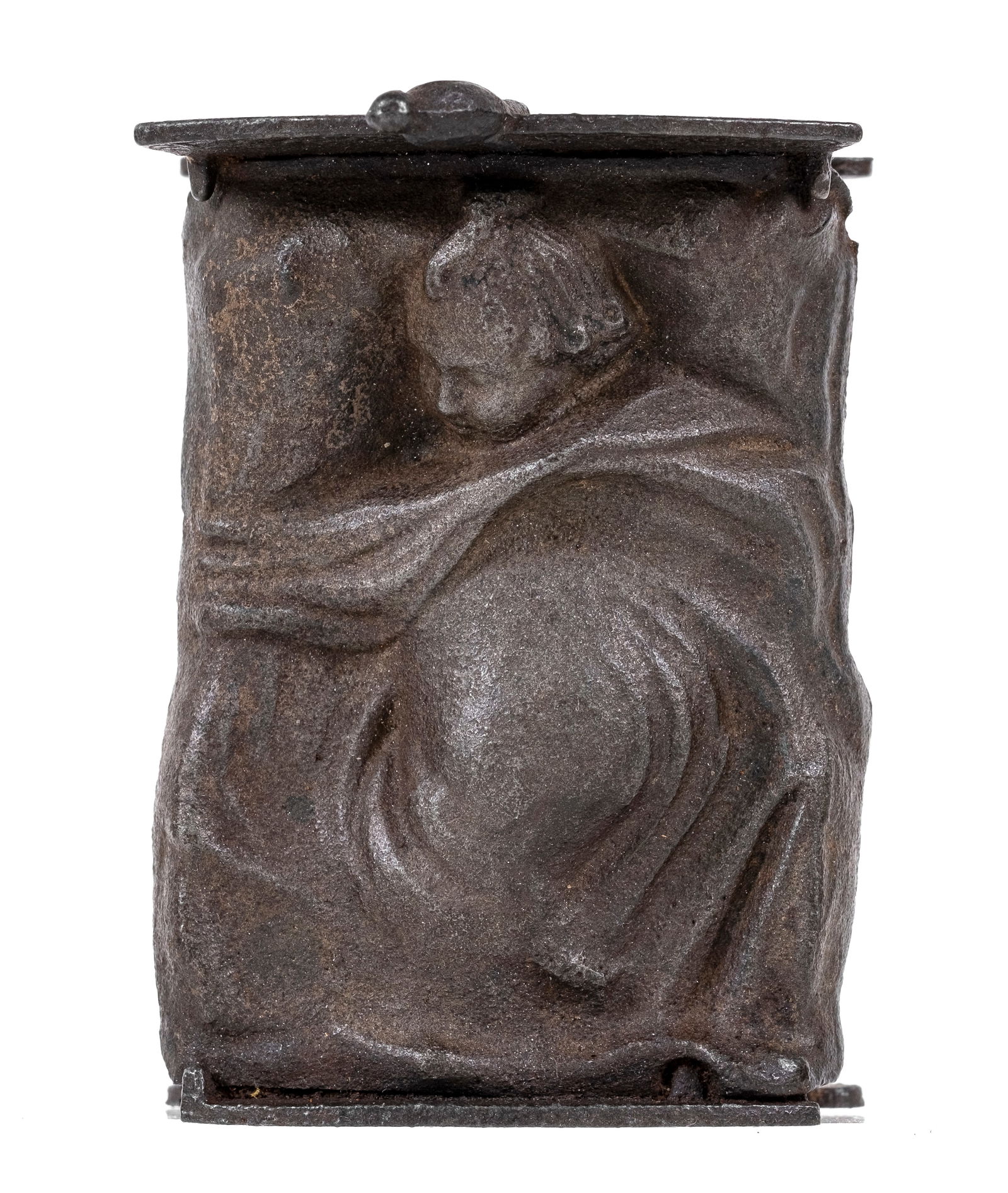 Baby in Cradle - Cast Iron Still Bank: American - 1890's. Made of Cast Iron. 3 1/4" Tall.