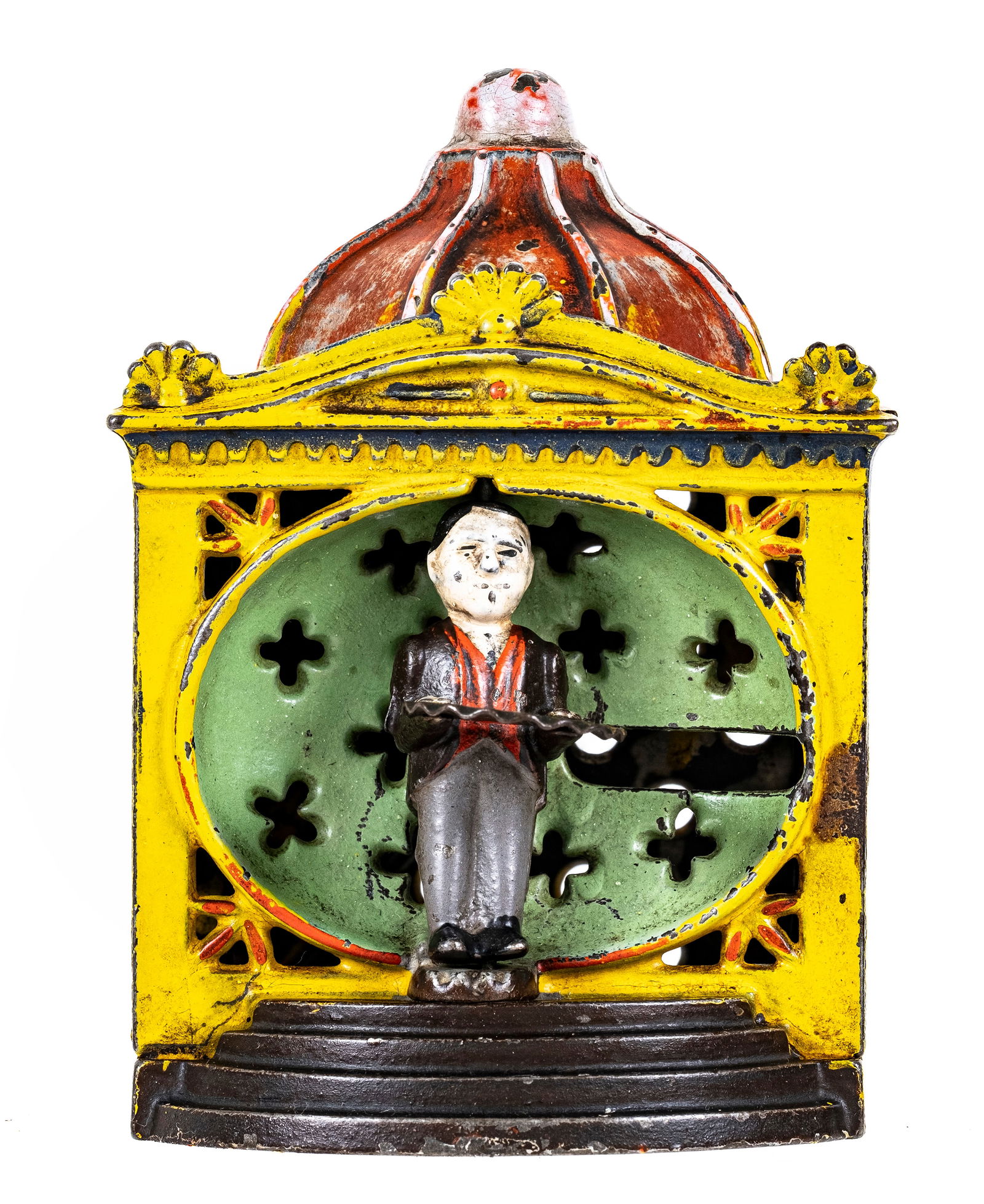 Yellow Liliput Bank - Cast Iron Mechanical Bank (1 of 6)