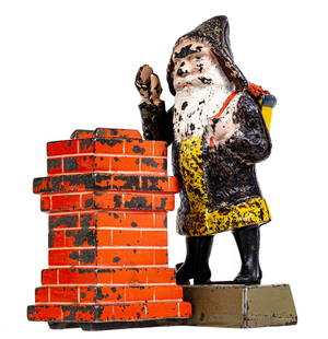 Santa at Chimney - Santa with Rare Black Coat - Cast Iron Mechanical Bank: By Shepard Hardware Company. Buffalo, New York - Circa 1890.