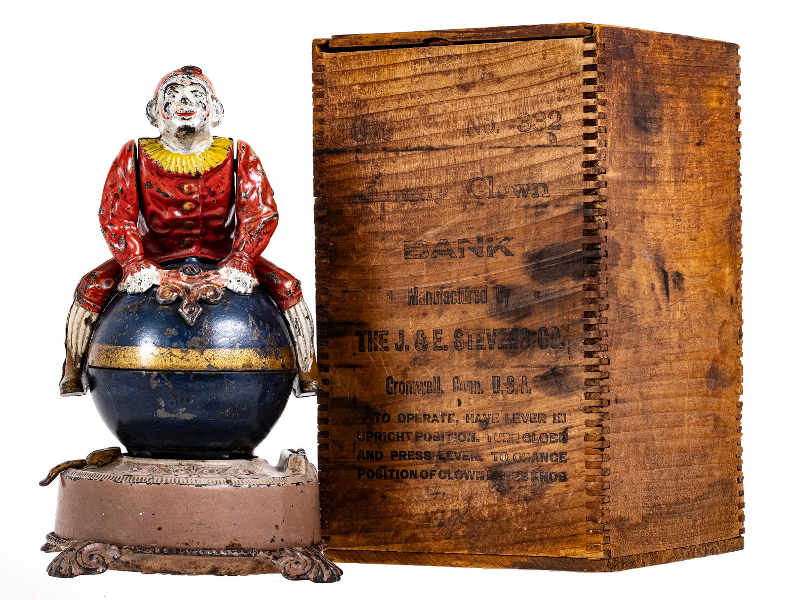 Clown & Globe with Box - Cast Iron Mechanical Bank (1 of 6)