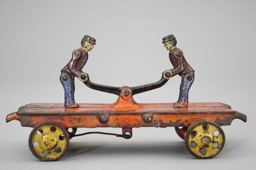 Ideal / Wilkins Hand Car: Ideal/Wilkins Toy Company American – Circa 1890 This is an extremely rare toy to find. Beautiful, all original, condition. The toy is 7” long. Material: Cast Iron