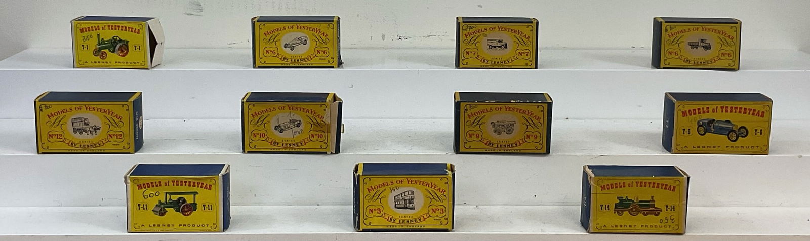 Eleven Models of Yesteryear Boxes: By Lesney, English 1960s - 3 1/4" Long