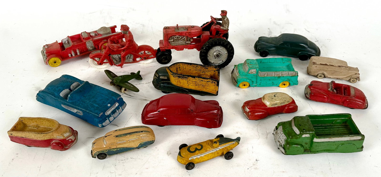 Large Group of Rubber Toys (16 Total): Most Auburn Rubber Co. American - 1950's/60's - 3 1/2" - 6 1/2" Long.