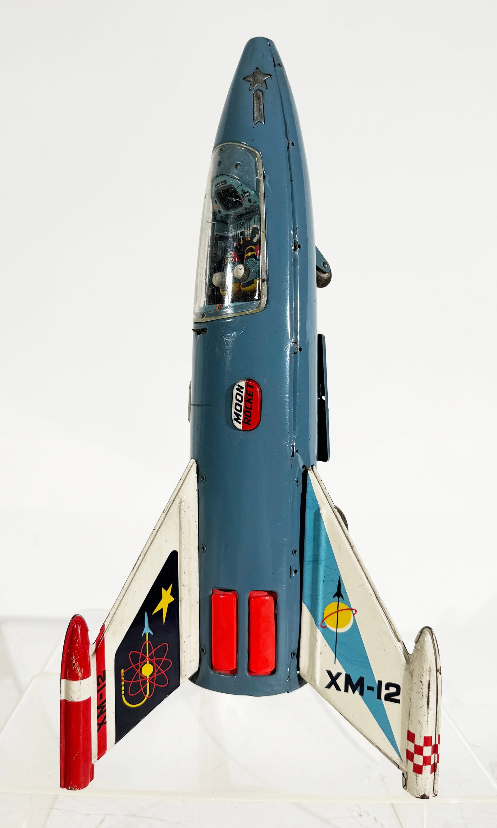 Battery Operated "Moon Rocket": Japanese - 1960 - 15" Tall.