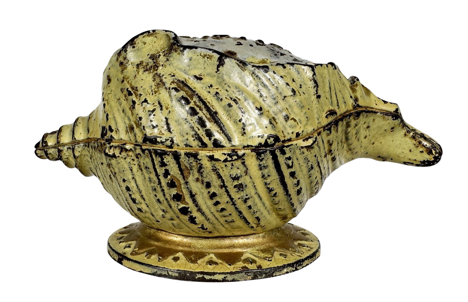 Shell Out Iron Bank: Made by J. & E. Stevens Company. Cromwell, Connecticut - 1882. 4 3/4" Long.