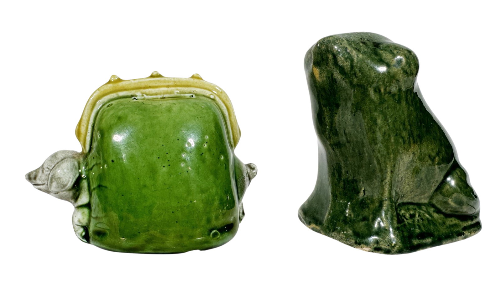 Frog / Pig in Moneybag Banks: European - 1930's. 3 1/2" to 4" Tall.
