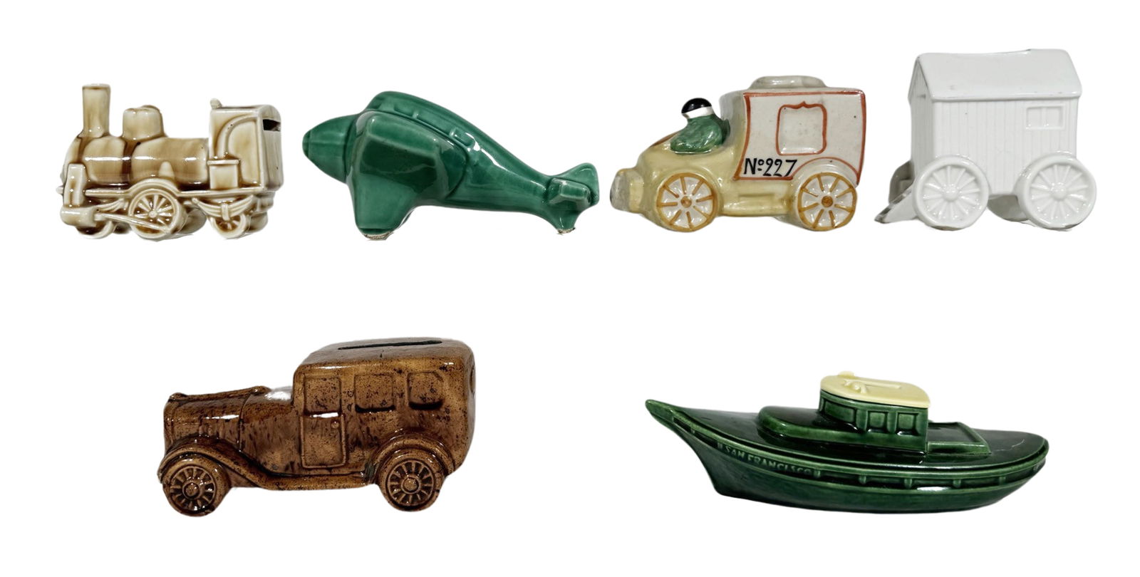 Six Transportation Themed Ceramic Banks (1 of 13)
