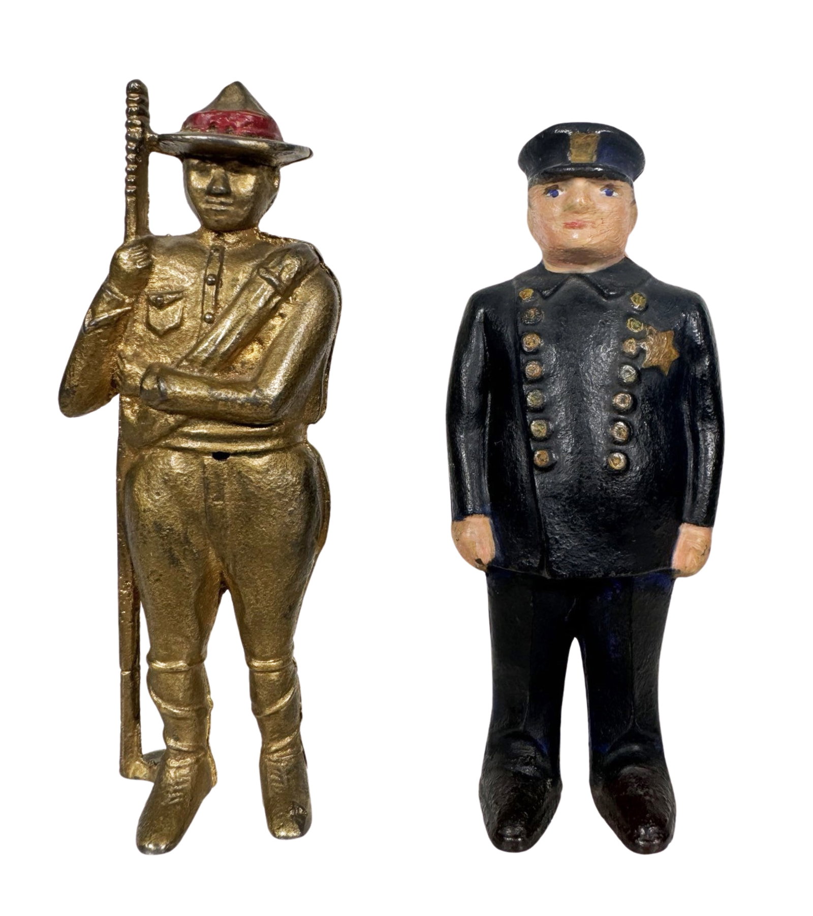 Boy Scout / Cop Banks: American - 1920's. 5" to 5 1/2" Tall.