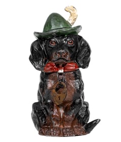 Dachshund with Bavarian Hat - Spelter Bank