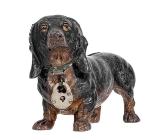 Elongated Standing Dachshund - Spelter Bank