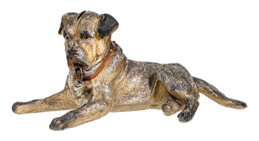 Large Recumbent Mastiff - Spelter Bank