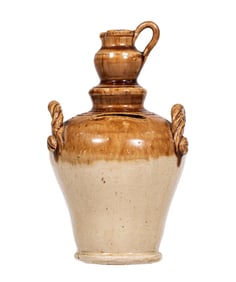 Unusual Two Handled Crock Surmounted by a Small Pitcher Very Rare Stoneware Bank