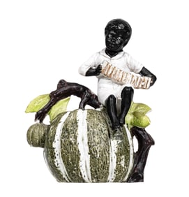 Boy Playing Accordion Seated on a Giant Melon - Still Bank