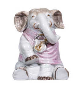 Baby Elephant with Bib Waiting for his Dinner - Still Bank