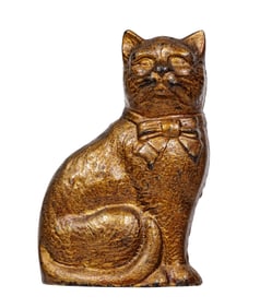 Seated Cat with Bow - Cast Iron Bank