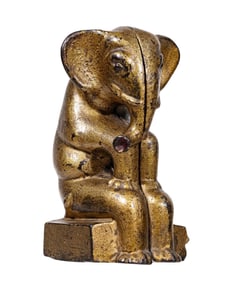 Seated Elephant - Turned Trunk - Cast Iron Bank
