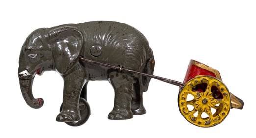 Elephant Pulling Chariot - Cast Iron Bank